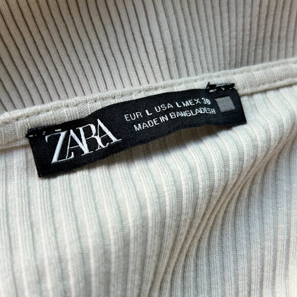 ✨3 for $18✨ ZARA Basic RibbedFlutter Shoulder Long-sleeve Top Size Large - Picture 2 of 6